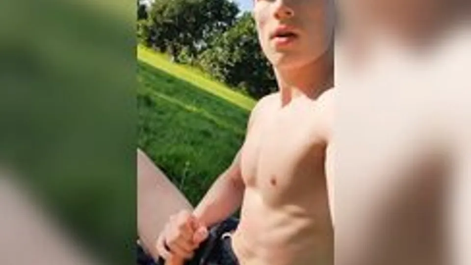 Ginger Gay Twink Jerks and Cums Outside 210
