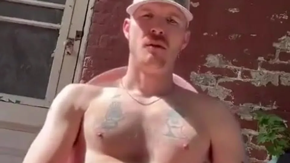 Ginger redneck jerking & cumming on his front porch - ThisVid.com