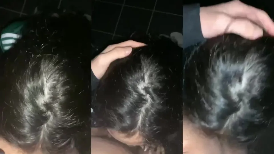 Girl gets handjob and eats cock in toilet 