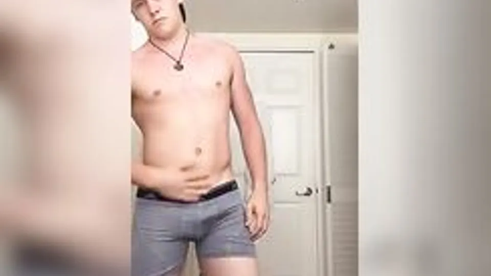 gorgeous blond twink with nice cock shows off