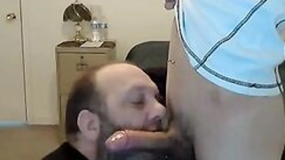 Gray; Bearded daddy sucks the load out of his boy porn