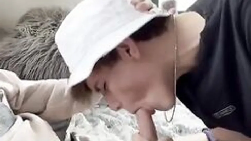Gray; Twink in white hat sucking cock boys porn