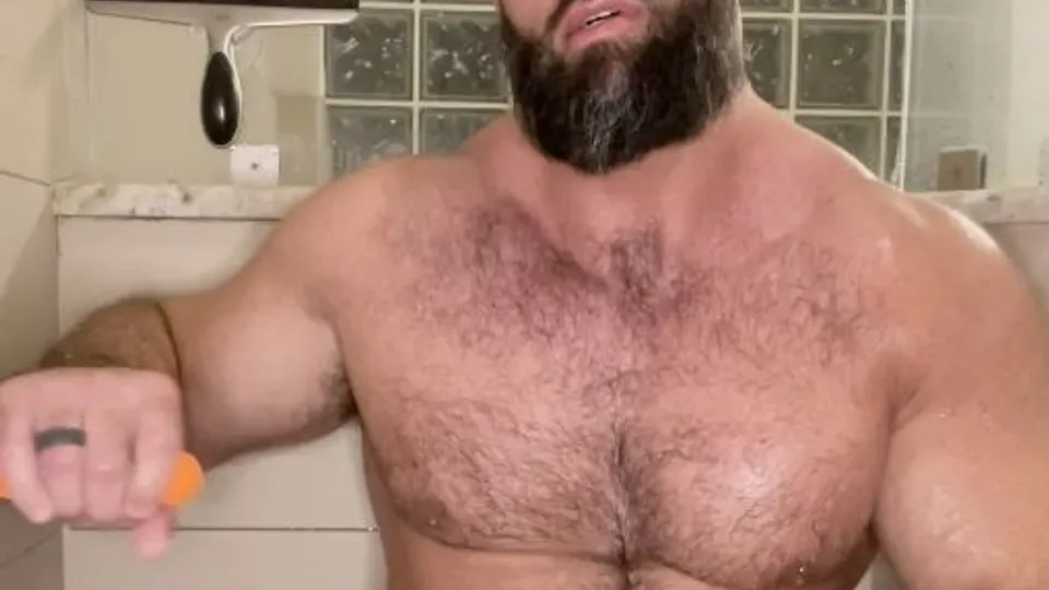Greek Bodybuilder Rides Dildo In Shower - ThisVid.com
