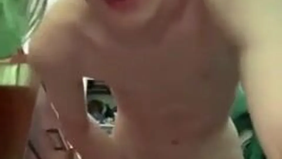 Green hair skinny teen boys cums
