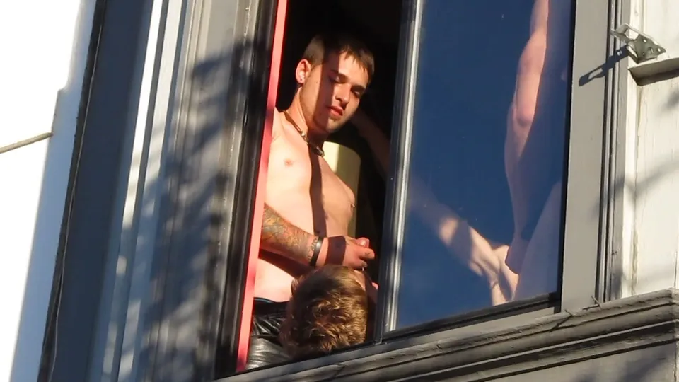 Guy Cumming in the Window - ThisVid.com
