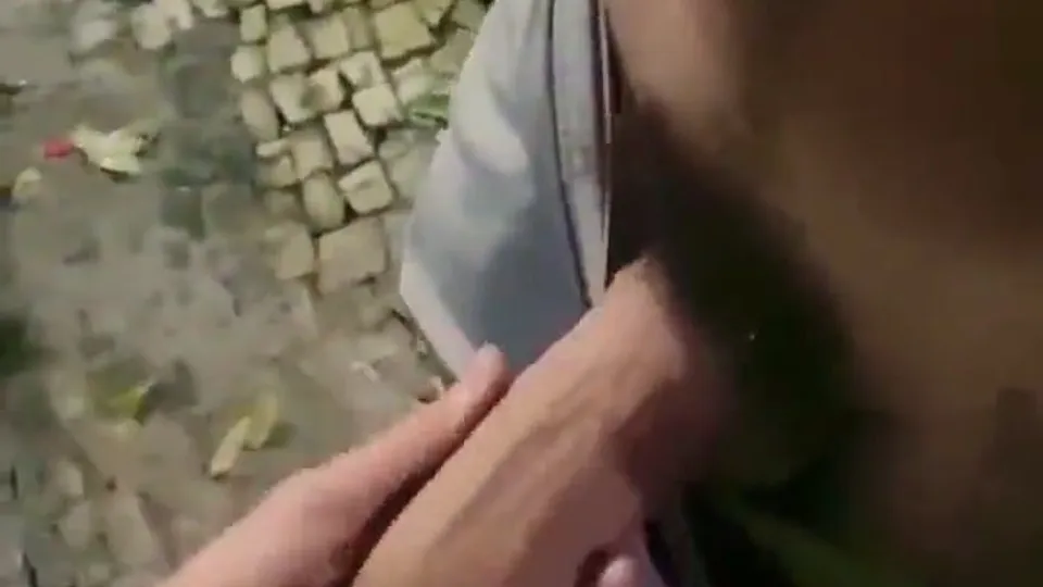 Guy shows his boner outside and let someone grab it - ThisVid.com