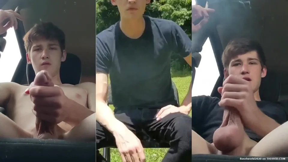 Guy smokes red and jerks off big cock in three scenes - ThisVid.com