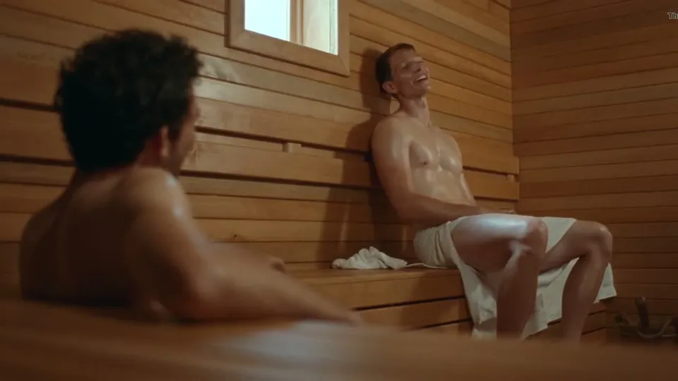 Men Chatting in Sauna