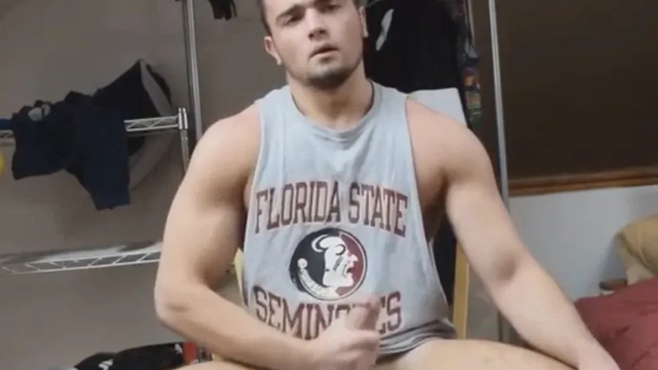 Gym bro college jock plays w/his asshole, jerks & cums - ThisVid.com
