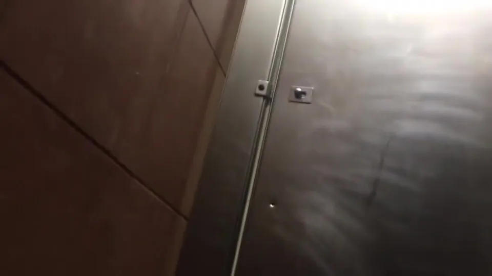 Hairy bear jerking in bathroom stall - ThisVid.com