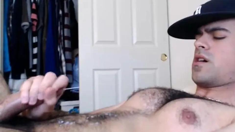 Hairy Mid-Eastern Man Cum on His Chest - ThisVid.com