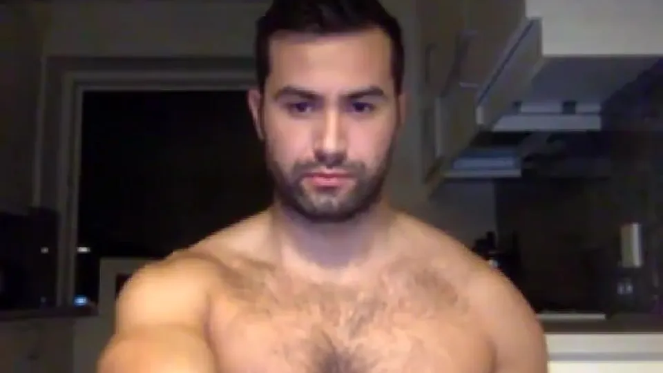 Hairy muscle hunk teases rock hard dick - ThisVid.com