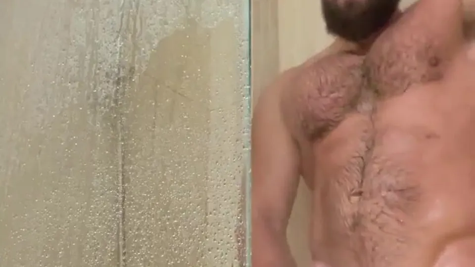 Hairy redneck jerking in the shower & cumming - ThisVid.com