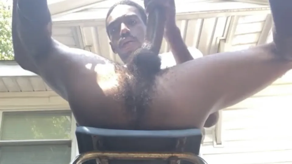 *HAIRY* str8 teen wanks in backyard - ThisVid.com
