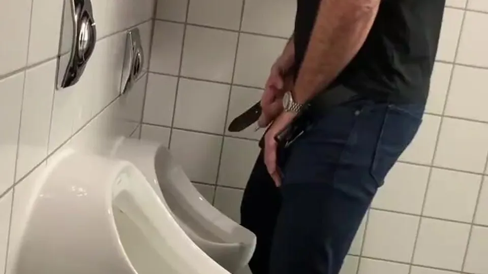 Hairy Straight Stud at the Urinal - ThisVid.com