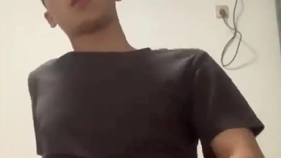 Handsome chinese college boy wank