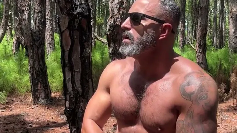 Handsome Daddy Cums in the Woods