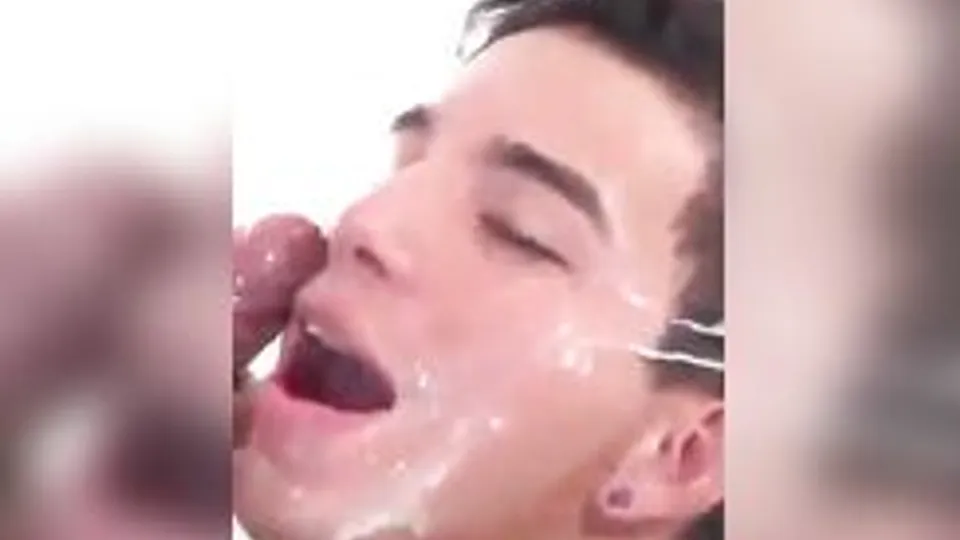 Handsome Face Covered in Cum
