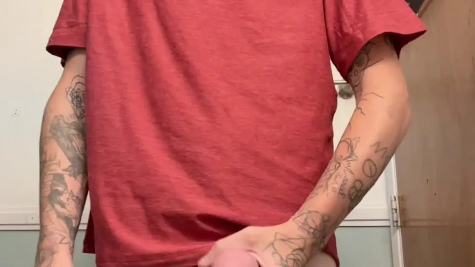 Handsome skater type jerks off