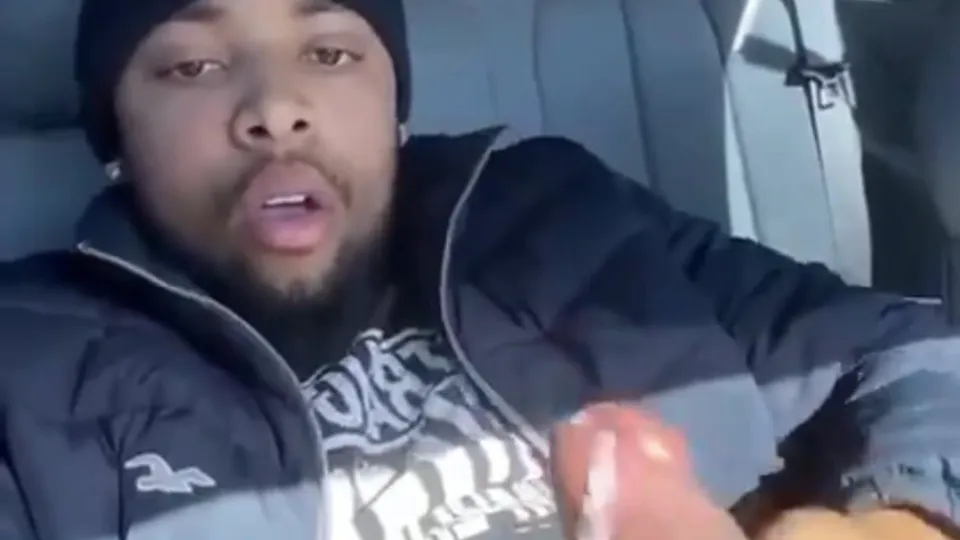 Black Trade Jerks Off in Car