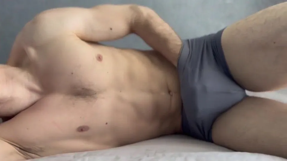 Blond Muscle Boy Jerks Off