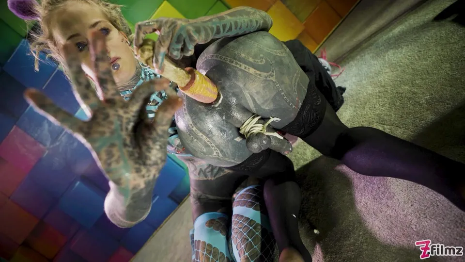 Heavily tattooed trans Lily Lu gets anal fisted