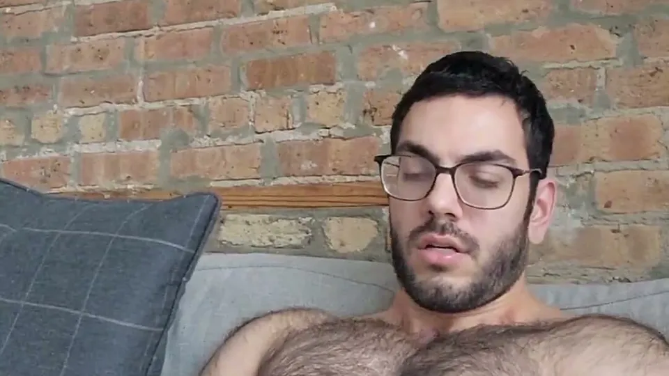 Hairy Nerd's Glasses-Filled Cumshot