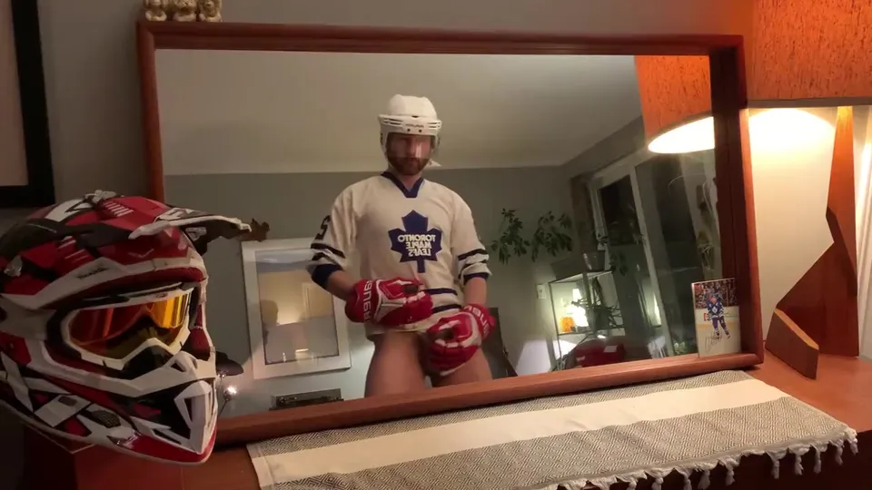 Hockey Jock Jerks Off in Sports Cup
