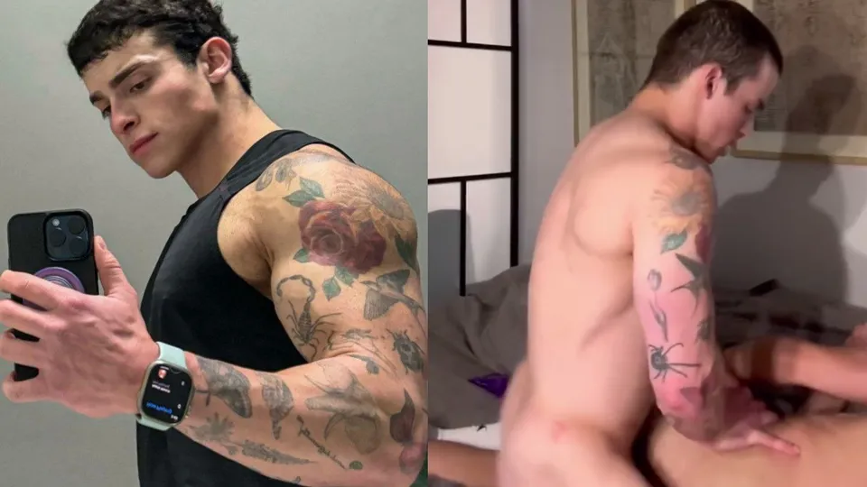 Homem sarado gostoso Tyleriacona em sexo gay vídeo amador
