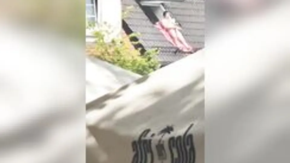 horny german on the house roof