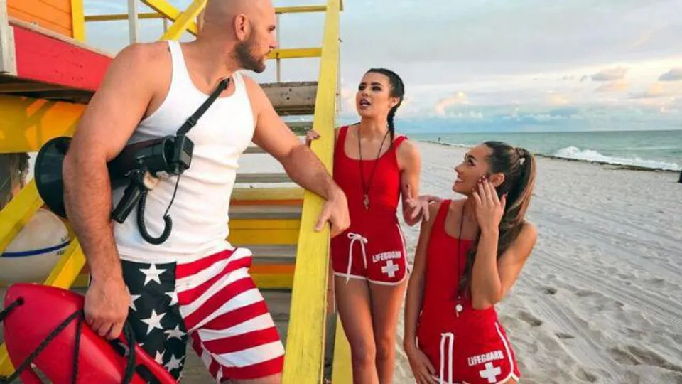 Horny Lifeguards Share A Cock 