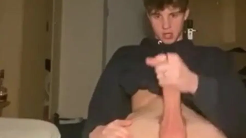 Horny student jerks off at home