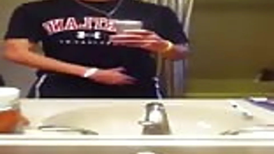 Horny Teenager Jerking Off in Bathroom