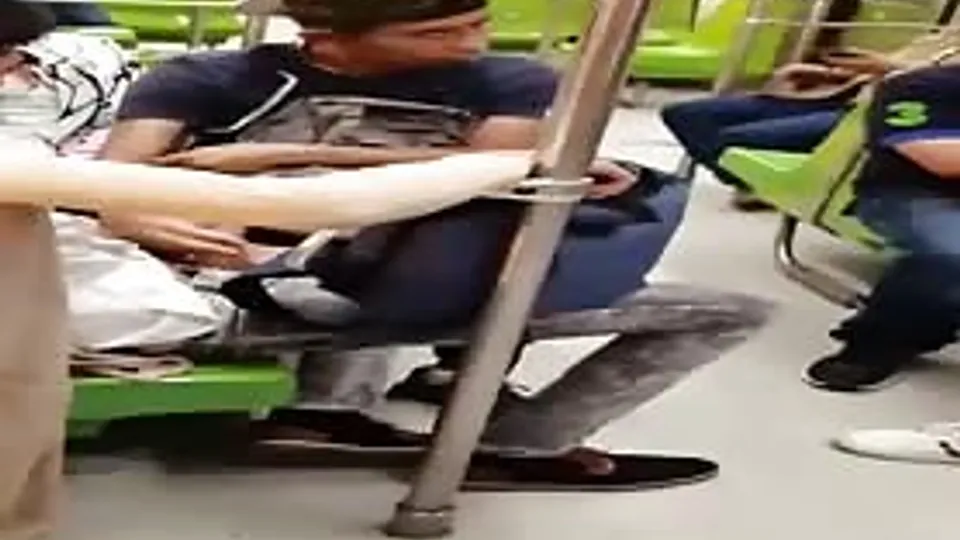 Horny young latino getting a handjob from a stranger in the subway