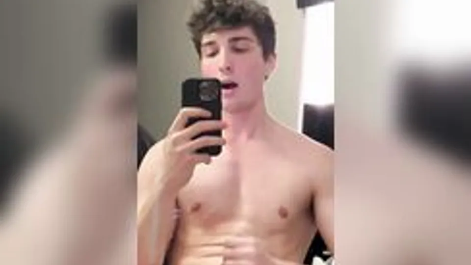 Hot Boy Self Wank Mirror Cum