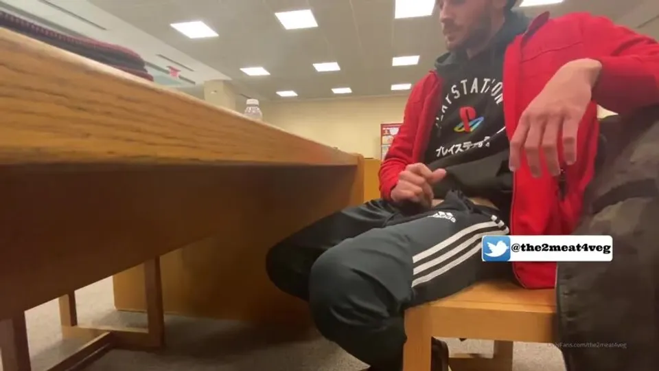 Hot bro cums in public library - ThisVid.com