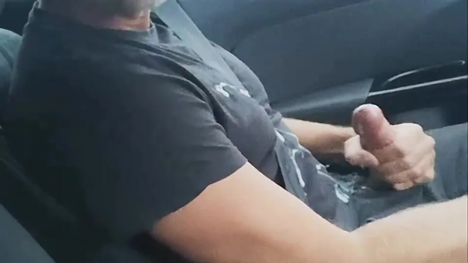 Hot daddy shoots a big load in his car - ThisVid.com