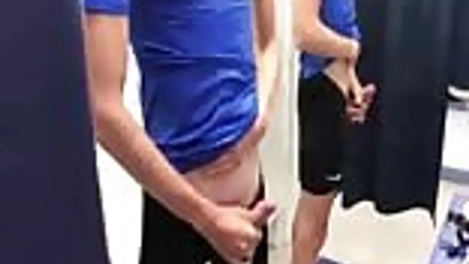 Hot fitting room sporty twink porn hand job