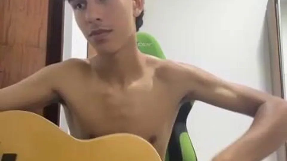 Hot Guitar boy plays with his dick