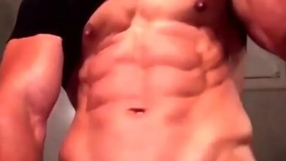 Hot hunk jerk off in the bathroom and cum - ThisVid.com