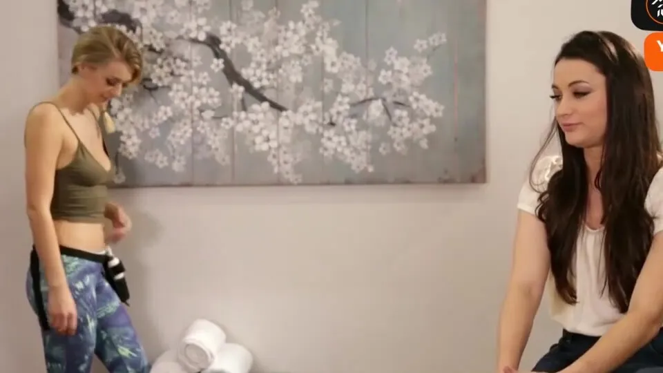 Hot light-haired stunner gives a massage to her crush