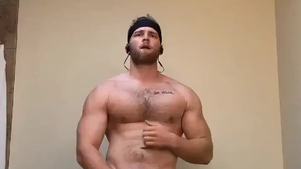 Muscular Hunk Masturbates to Orgasm