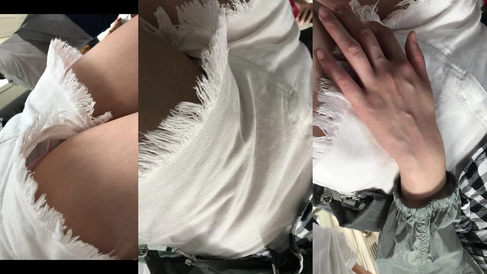 (Hot Pants CD) A girl in a plaid shirt and white hot pants was caught in the subway and her panties were copied  