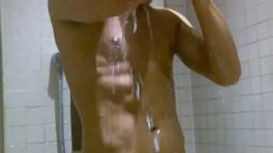 Hot young guy showers after jerking off