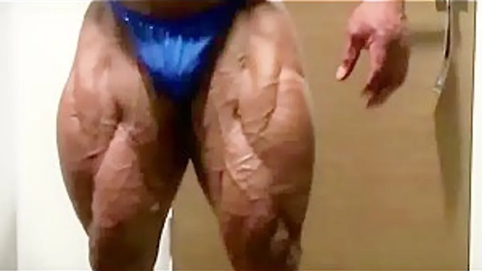 Hotel Posing Blue Trunks