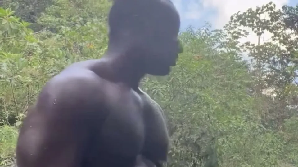 Hung African naturist naked in the river - ThisVid.com