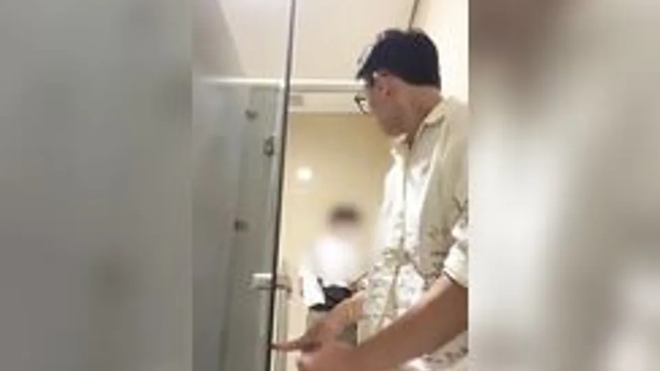 Hung Asian nerd seduces geek in public restroom gay porn