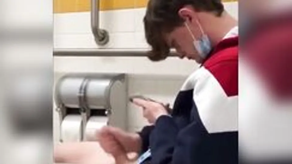Hung twink caught jerking off