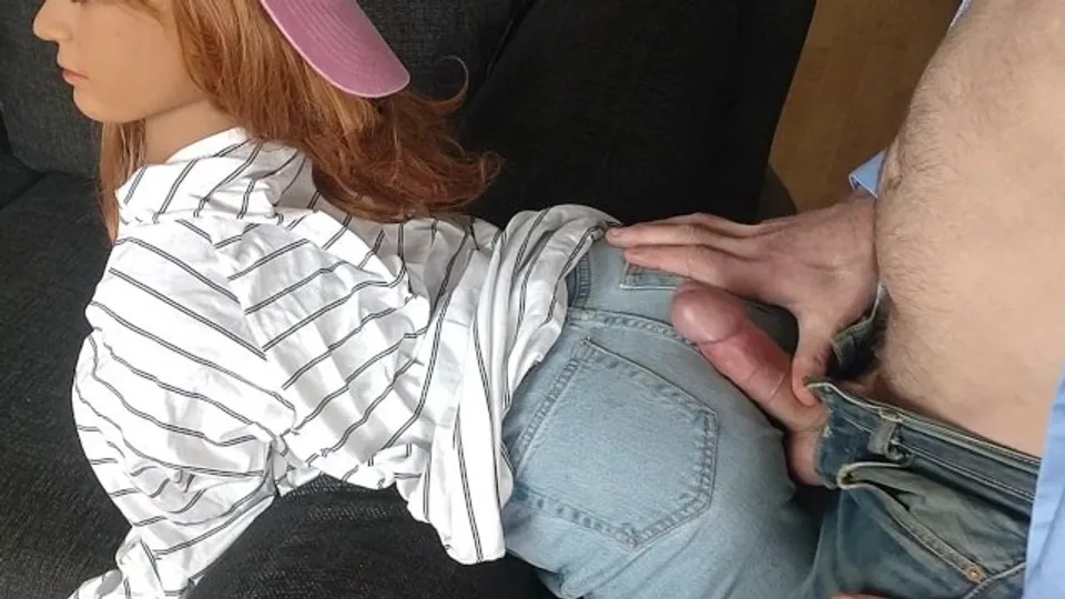 I dry hump her bubble butt when she leans over the couch and give her  big load of cum over her butt
