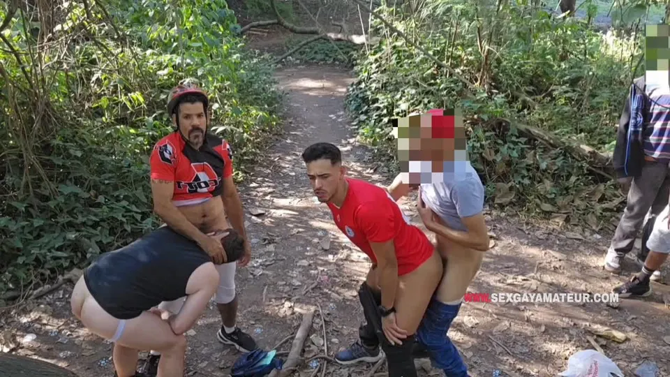 Gay Bareback Orgy in the Woods